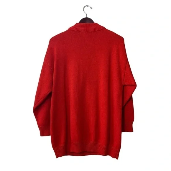 Vintage Red Chunky Cable Knit Distressed Grandpa Sweater Size Large - Picture 2 of 13